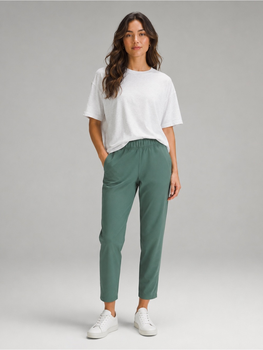 Lululemon Luxtreme Slim-Fit Pull-On Mid-Rise Cropped Pant Grey Eucalyptus Size 6
